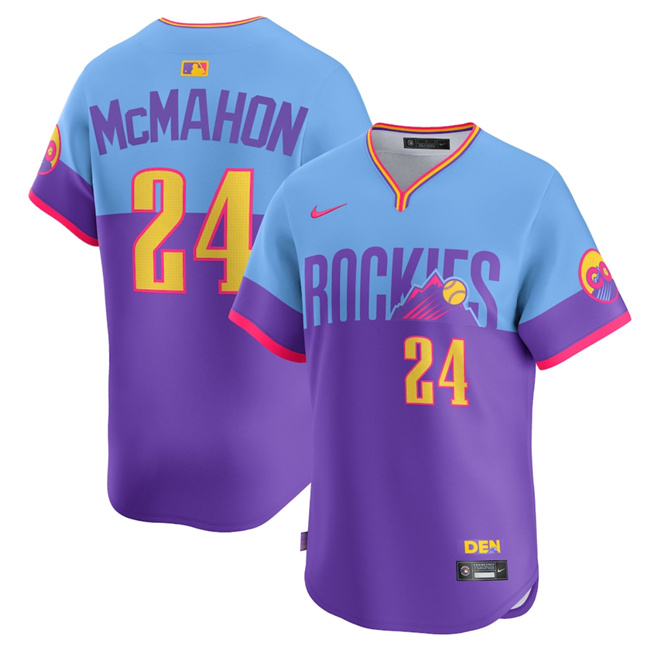 Youth Purple/Light Blue Colorado Rockies #24 Ryan McMahon 2025 City Connect Limited Stitched Baseball Jersey